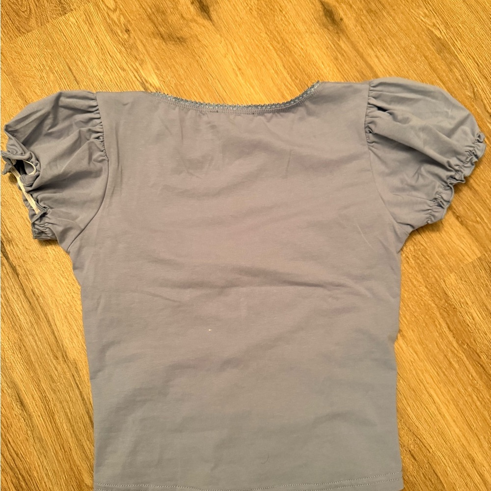 Current Mood Ruched Lace-Up Blouse - Soft Lavender - Picture 5 of 5